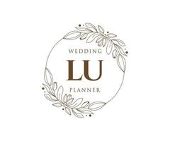 colección de logotipos de monograma de boda con letras iniciales lu, plantillas florales y minimalistas modernas dibujadas a mano para tarjetas de invitación, guardar la fecha, identidad elegante para restaurante, boutique, café en vector