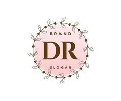 Initial DR feminine logo. Usable for Nature, Salon, Spa, Cosmetic and Beauty Logos. Flat Vector Logo Design Template Element.