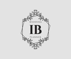 IB Initials letter Wedding monogram logos collection, hand drawn modern minimalistic and floral templates for Invitation cards, Save the Date, elegant identity for restaurant, boutique, cafe in vector