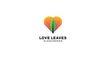 love leaves logo gradient colorful vector