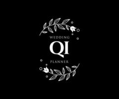 QI Initials letter Wedding monogram logos collection, hand drawn modern minimalistic and floral templates for Invitation cards, Save the Date, elegant identity for restaurant, boutique, cafe in vector