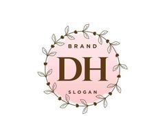 logotipo femenino dh inicial. utilizable para logotipos de naturaleza, salón, spa, cosmética y belleza. elemento de plantilla de diseño de logotipo de vector plano.