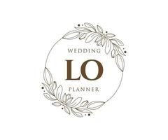 LO Initials letter Wedding monogram logos collection, hand drawn modern minimalistic and floral templates for Invitation cards, Save the Date, elegant identity for restaurant, boutique, cafe in vector