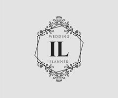 IL Initials letter Wedding monogram logos collection, hand drawn modern minimalistic and floral templates for Invitation cards, Save the Date, elegant identity for restaurant, boutique, cafe in vector