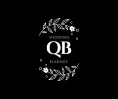 colección de logotipos de monogramas de boda con letras iniciales qb, plantillas florales y minimalistas modernas dibujadas a mano para tarjetas de invitación, guardar la fecha, identidad elegante para restaurante, boutique, café en vector