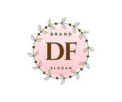 Initial DF feminine logo. Usable for Nature, Salon, Spa, Cosmetic and Beauty Logos. Flat Vector Logo Design Template Element.