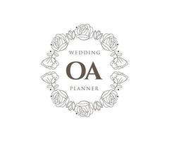 colección de logotipos de monograma de boda con letras iniciales de oa, plantillas florales y minimalistas modernas dibujadas a mano para tarjetas de invitación, guardar la fecha, identidad elegante para restaurante, boutique, café en vector