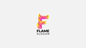 Gradient Letter f flame logo design vector template