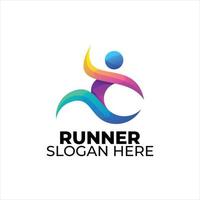 runner logo colorful gradient style vector