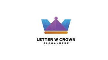 letter w crown logo gradient colorful vector