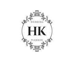 HK Initials letter Wedding monogram logos collection, hand drawn modern minimalistic and floral templates for Invitation cards, Save the Date, elegant identity for restaurant, boutique, cafe in vector