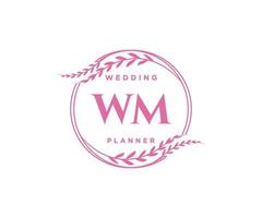 WM Initials letter Wedding monogram logos collection, hand drawn modern minimalistic and floral templates for Invitation cards, Save the Date, elegant identity for restaurant, boutique, cafe in vector