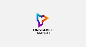 ilustración de diseño de logotipo de vector de triángulo colorido inestable