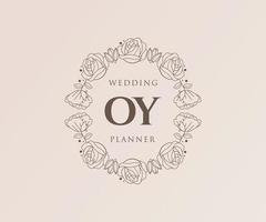 OY Initials letter Wedding monogram logos collection, hand drawn modern minimalistic and floral templates for Invitation cards, Save the Date, elegant identity for restaurant, boutique, cafe in vector