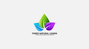 Three natural leaves logo design vector template symbol