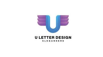 u letra logo degradado colorido vector