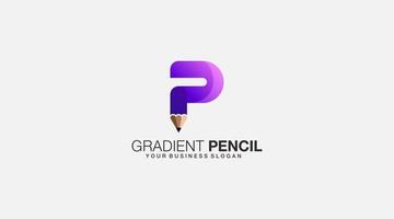 Gradient pencil vector logo design illustration