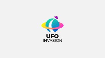 icono de ilustración de diseño de logotipo de vector de invasión ovni