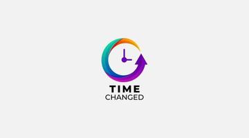 gradiente reloj tiempo cambiado vector logo diseño ilustración vector icono