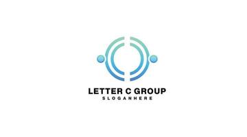 c letter logo gradient colorful vector