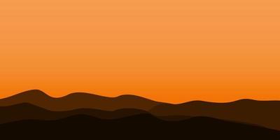 silhouette views of mountain with sunset background vector