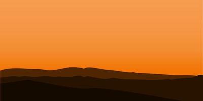 silhouette views of mountain with sunset background vector