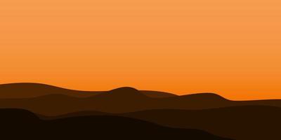 silhouette views of mountain with sunset background vector