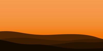 silhouette views of mountain with sunset background vector