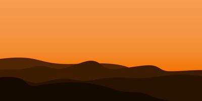 silhouette views of mountain with sunset background vector