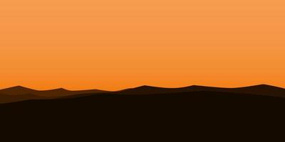 silhouette views of mountain with sunset background vector