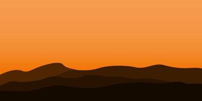 silhouette views of mountain with sunset background vector