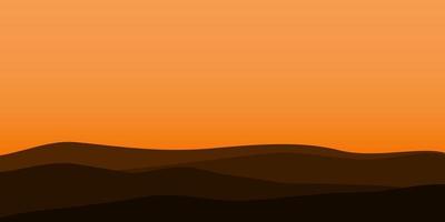 silhouette views of mountain with sunset background vector