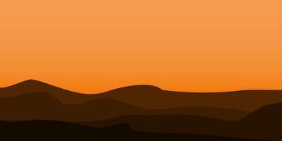 silhouette views of mountain with sunset background vector