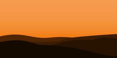 silhouette views of mountain with sunset background vector