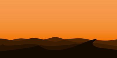 silhouette views of mountain with sunset background vector