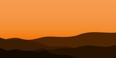 silhouette views of mountain with sunset background vector