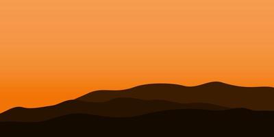 silhouette views of mountain with sunset background vector