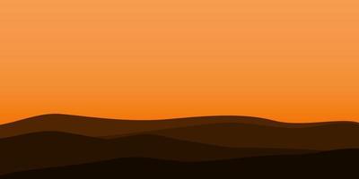 silhouette views of mountain with sunset background vector