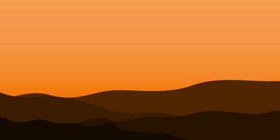 silhouette views of mountain with sunset background vector