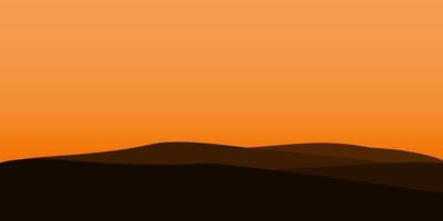 silhouette views of mountain with sunset background vector