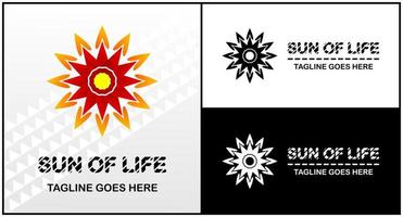 elementos de diseño vectorial para el logotipo de su empresa, logotipo para grupos o individuos, logotipo de sol de rayos de fuego, logotipo moderno, simple y minimalista, coincide con el logotipo que desea vector
