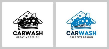 diseño de logotipo de lavado de autos, ilustración de vector de casa de lavado de autos
