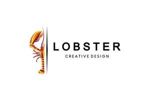 Lobster logo design with half colorful concept, lobster and seafood restaurant logo vector