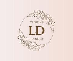 LD Initials letter Wedding monogram logos collection, hand drawn modern minimalistic and floral templates for Invitation cards, Save the Date, elegant identity for restaurant, boutique, cafe in vector