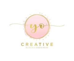 Initial YO feminine logo. Usable for Nature, Salon, Spa, Cosmetic and Beauty Logos. Flat Vector Logo Design Template Element.