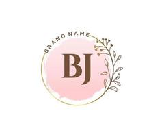 Initial BJ feminine logo. Usable for Nature, Salon, Spa, Cosmetic and Beauty Logos. Flat Vector Logo Design Template Element.