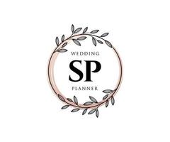 SP Initials letter Wedding monogram logos collection, hand drawn modern minimalistic and floral templates for Invitation cards, Save the Date, elegant identity for restaurant, boutique, cafe in vector