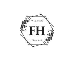 logotipo femenino fh inicial. utilizable para logotipos de naturaleza, salón, spa, cosmética y belleza. elemento de plantilla de diseño de logotipo de vector plano.
