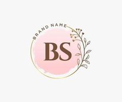 Initial BS feminine logo. Usable for Nature, Salon, Spa, Cosmetic and Beauty Logos. Flat Vector Logo Design Template Element.