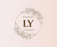 LY Initials letter Wedding monogram logos collection, hand drawn modern minimalistic and floral templates for Invitation cards, Save the Date, elegant identity for restaurant, boutique, cafe in vector
